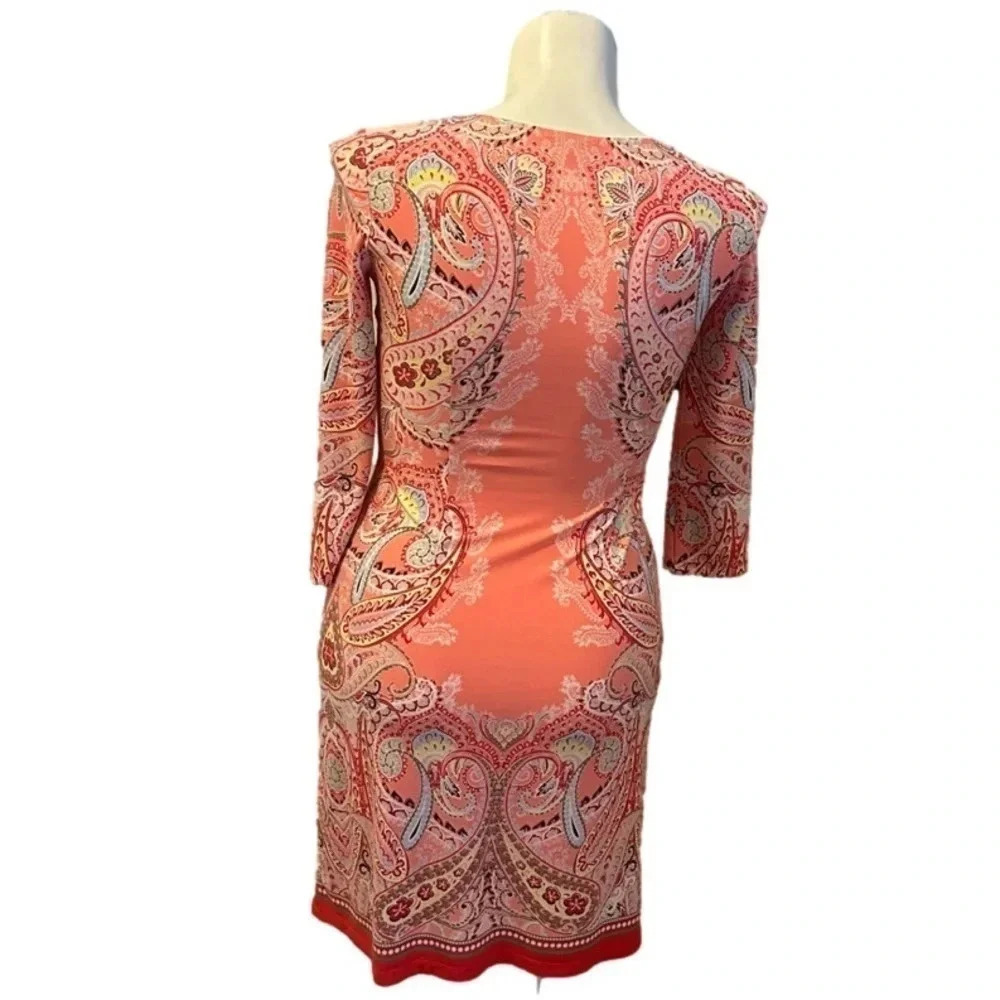 London Times 3/4 Length Sleeve Paisley Dress Size 6 - Picture 2 of 4
